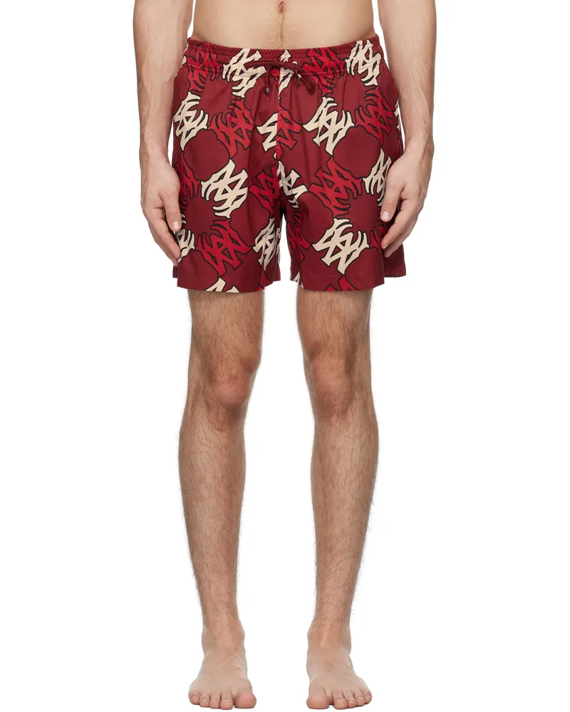 Amiri Red MA Quad Swim Shorts Deep