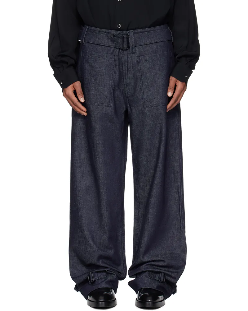 Thierry Mugler Navy Raw Denim Jeans Rd600