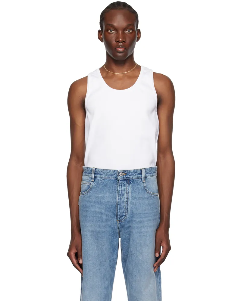Bottega Veneta White Rib Tank Top 9071-chalk