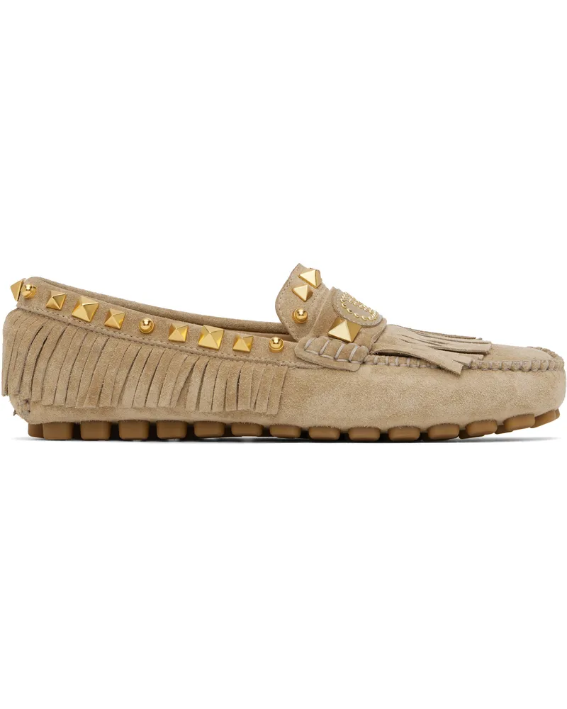 Valentino Garavani Taupe Plaster Caster Driver Loafers Fu0