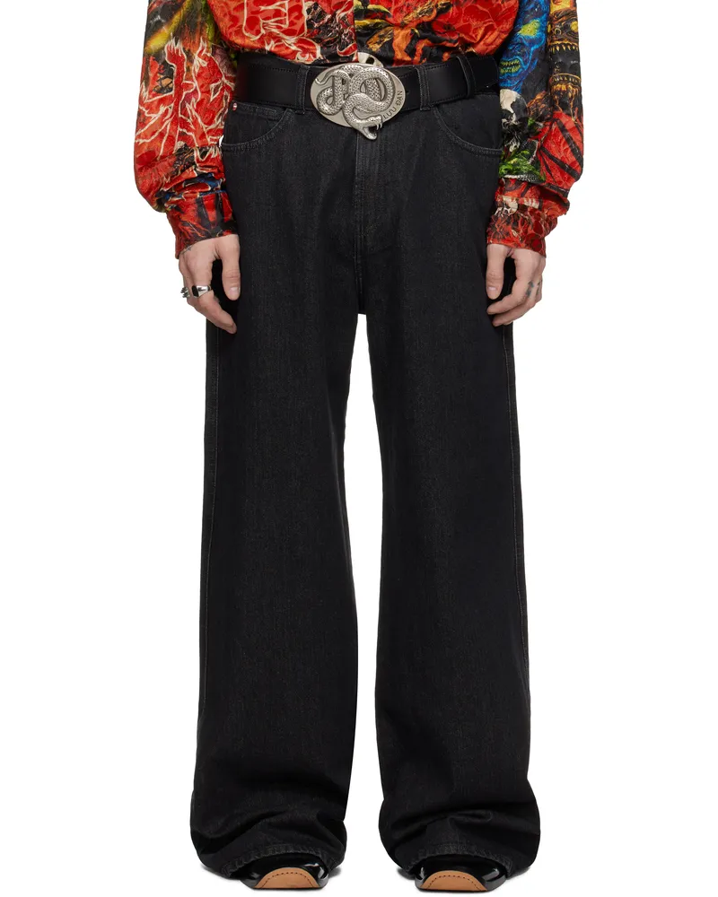 LU'U DAN Black Vintage Wash Phat Jeans Black