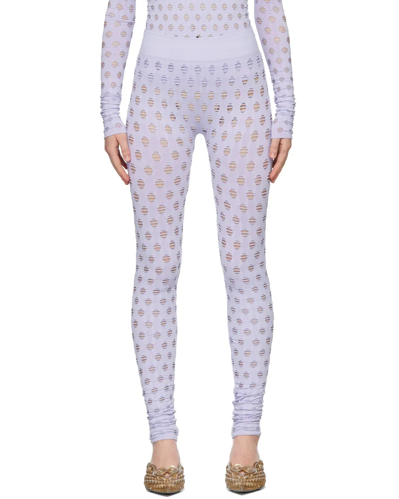 Maisie Wilen Purple Perforated Leggings Iris