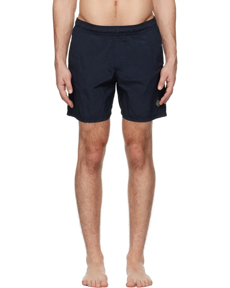 Stone Island Navy Crinkled Swim Shorts A0020