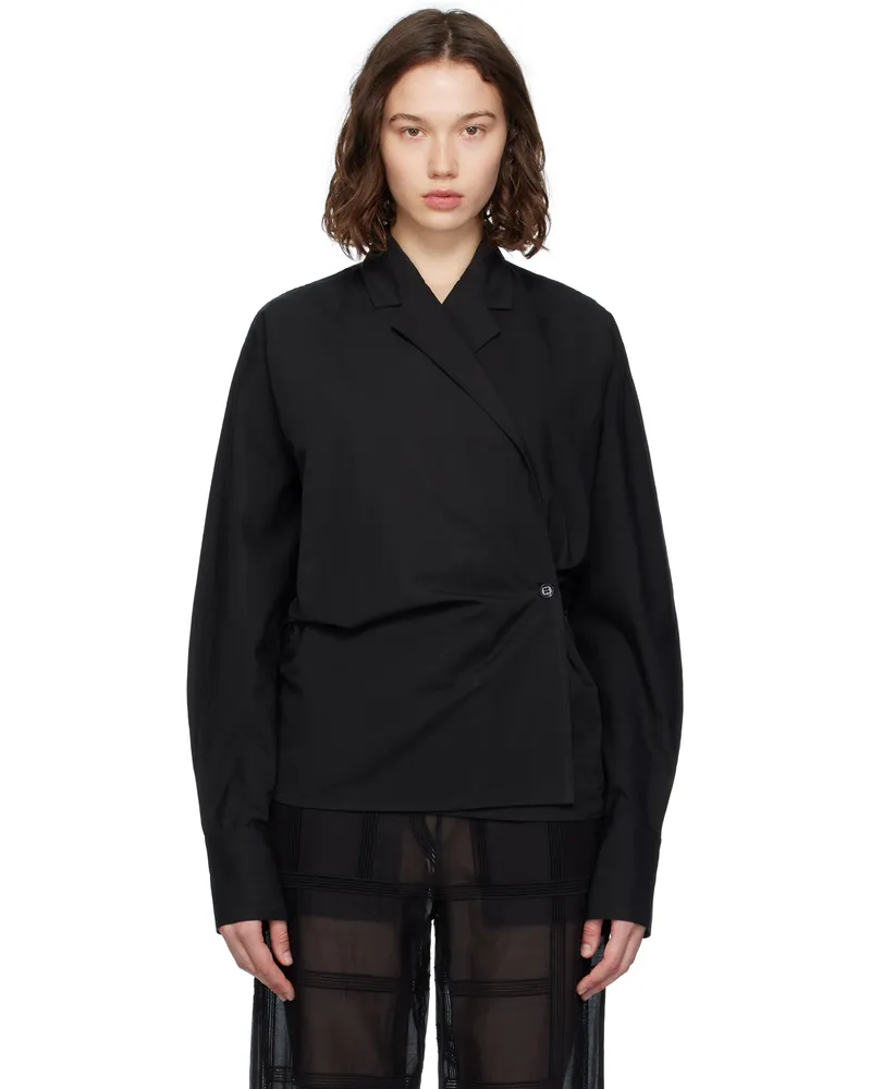 Totême Black Wrap Blouse Black