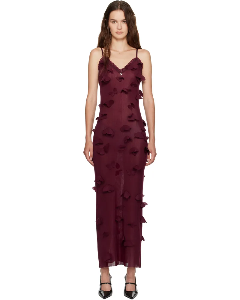 COPERNI Burgundy Butterflies Techno Midi Dress Red