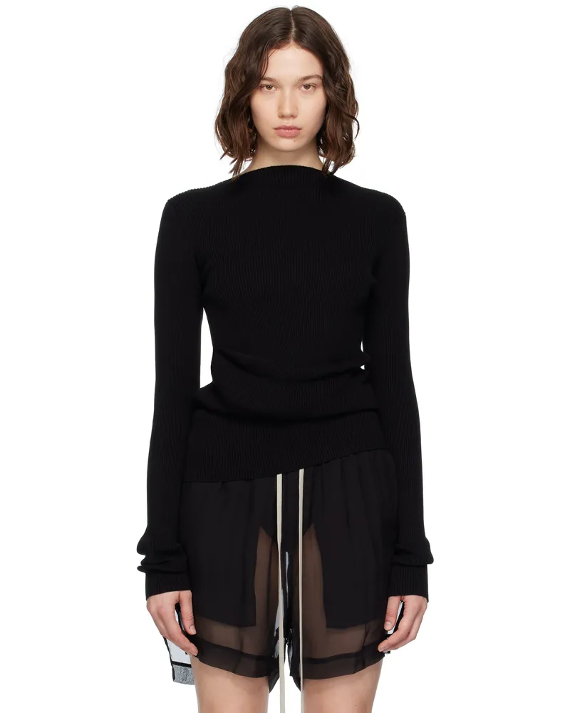 Rick Owens Black Concordians Ribbed Knit Babel Sweater 09