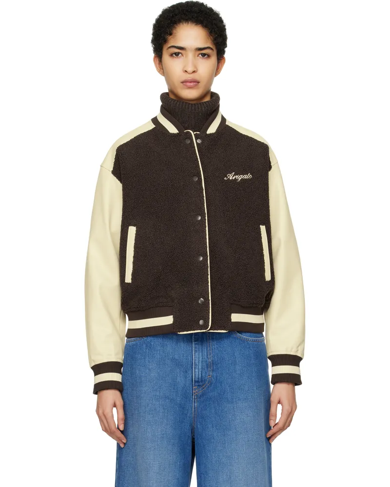 Axel Arigato Brown & Beige Saul Varsity Bomber Jacket Brown