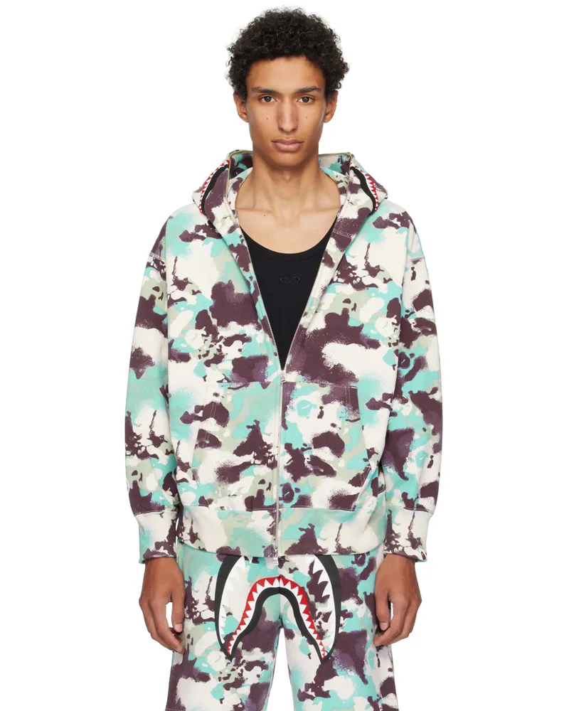 BAPE Blue & Purple Map Camo Shark Full Zip Hoodie Mul-multi