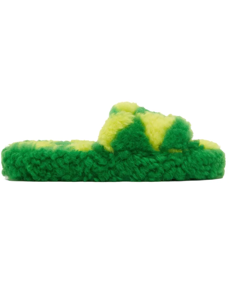 Bottega Veneta Green & Yellow Teddy Sandals 4852-kiwi