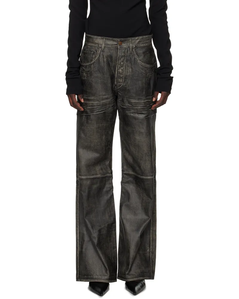 Acne Studios Black Faded Leather Pants 900
