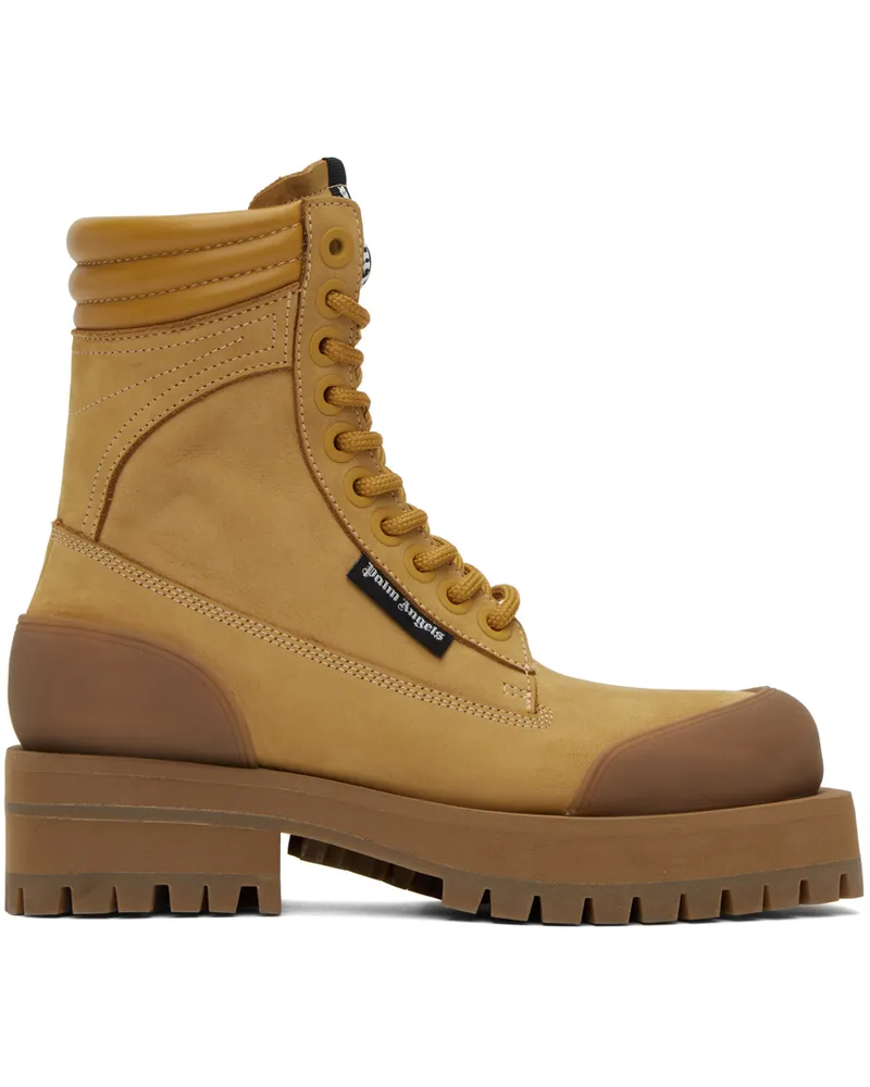Palm Angels Tan Paneled Ankle Boots Sand
