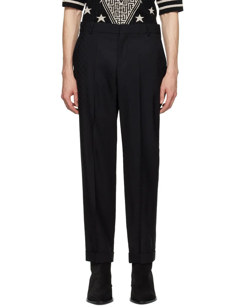 Balmain Black Monogram Trousers 0pa