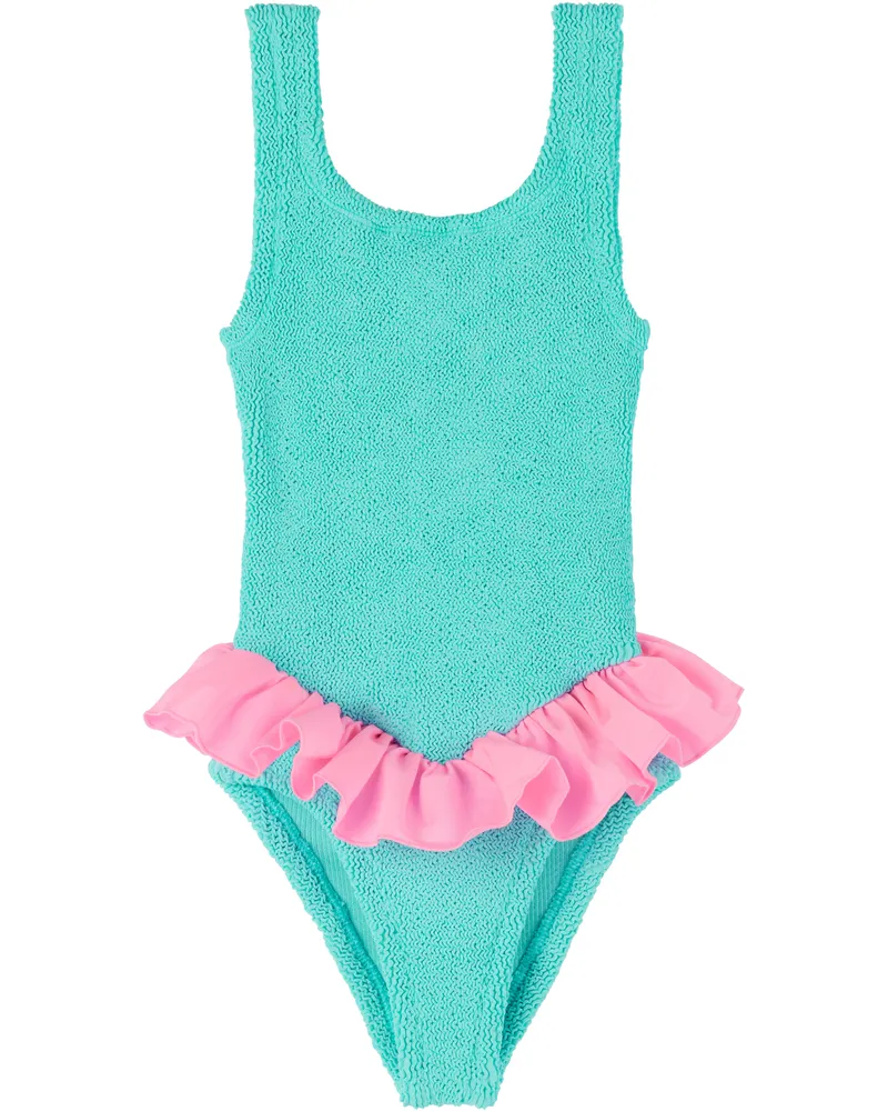 Hunza G Kids Blue & Pink Duo Denise Swimsuit Aqua