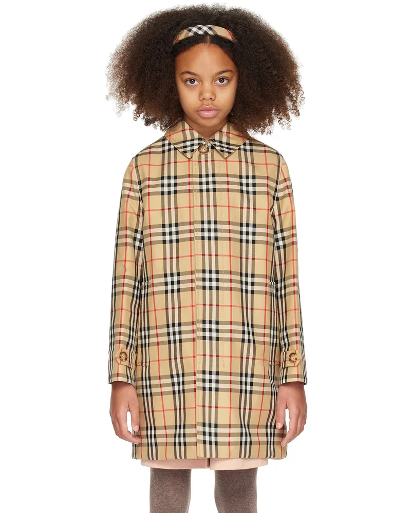 Burberry Kids Beige Check Reversible Coat Archive