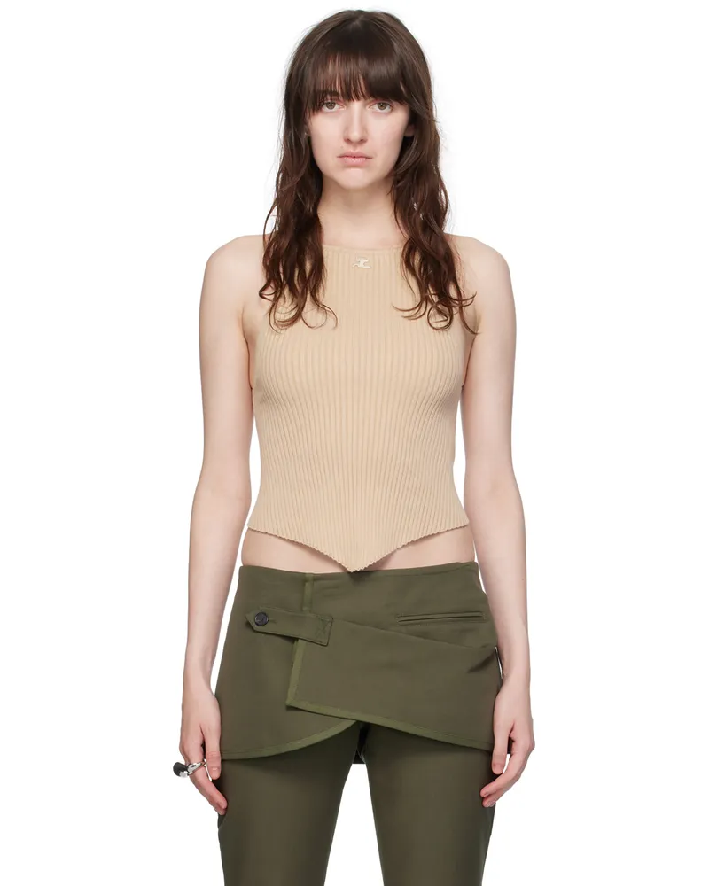 Courrèges Beige Pointy Tank Top 1054