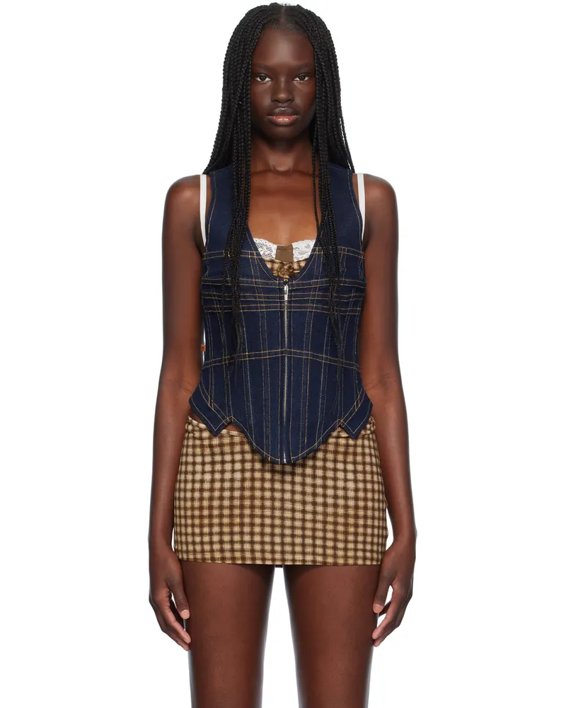 Miaou Indigo Dolly Denim Corset Blue