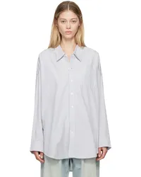 R13 Blue & White Drop Neck Shirt Blue