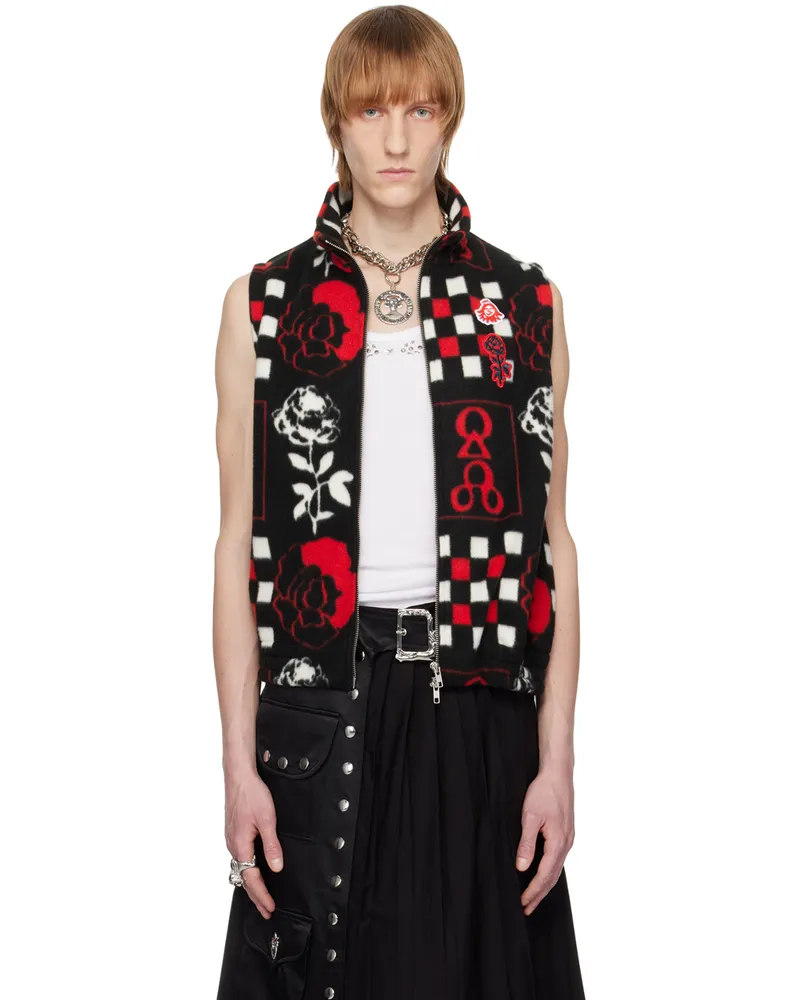 CHOPOVA LOWENA Black Rugrosa Vest Red