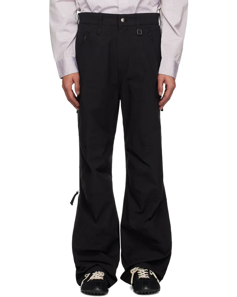 Wooyoungmi Black Cotton Parachute Trousers Black938b
