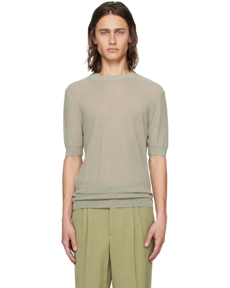 AMI Paris Khaki Semi-Sheer T-Shirt Sauge