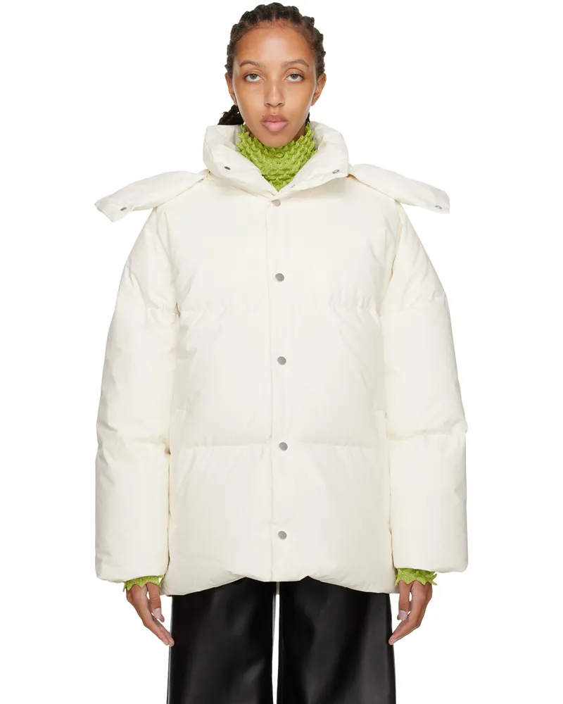 Bottega Veneta Off-White Puffer Down Jacket Chalk