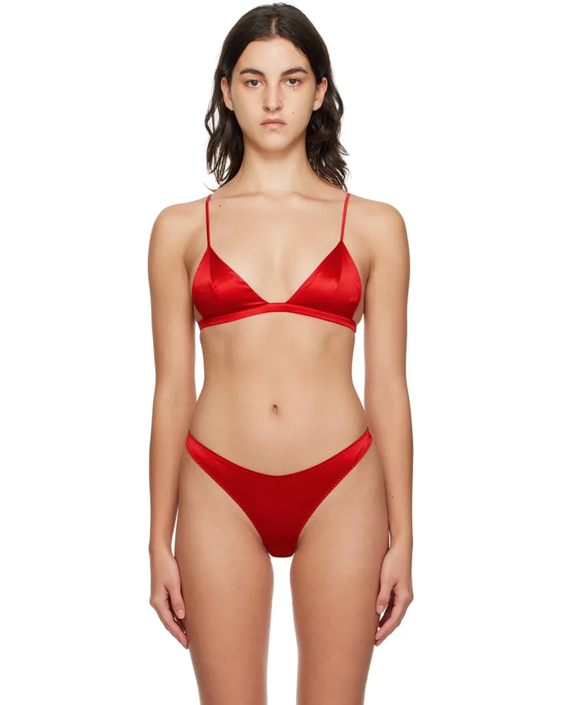 Fleur Du Mal Red Luxe Triangle Bra 0323