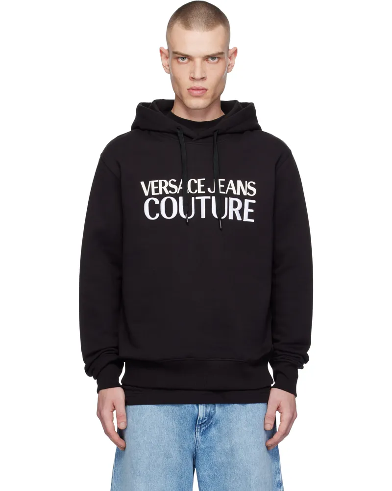 Versace Jeans Black Screen-Printed Hoodie E899-black