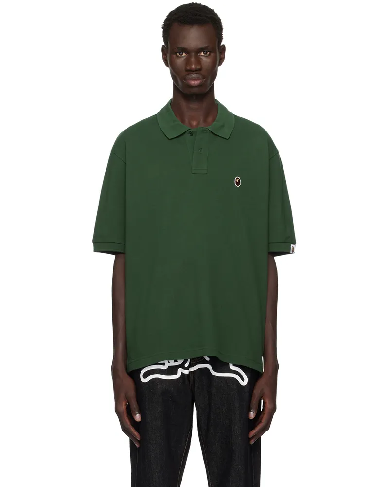 BAPE Green Ape Head One Point Relaxed Fit Polo Green
