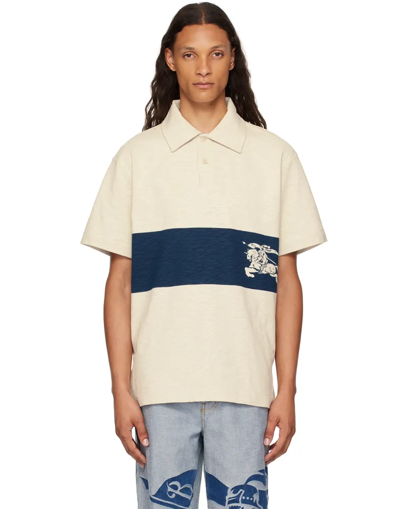 Burberry Off-White EKD Stripe Polo Plaster