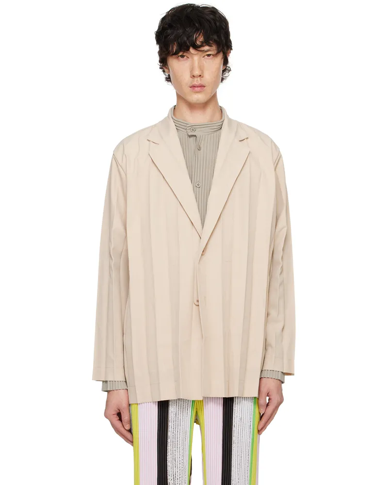 Issey Miyake Beige Edge Ensemble Blazer 40-beige