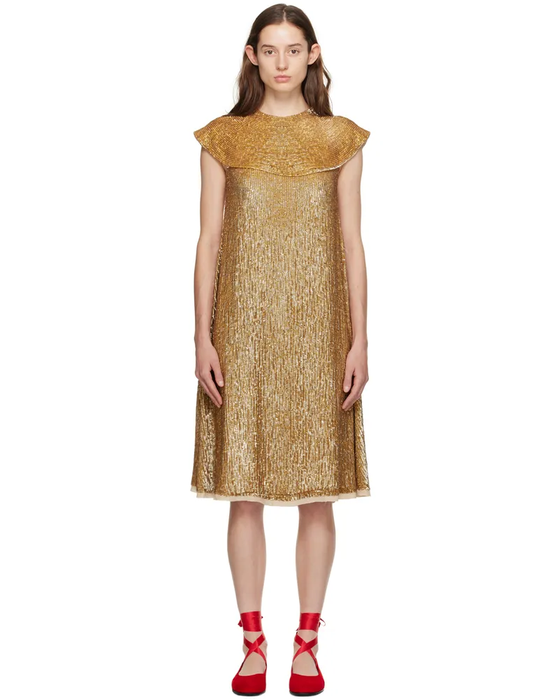 BODE Gold Bellvue Midi Dress Antique