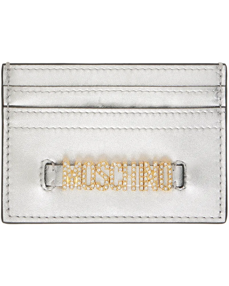 Moschino Silver Lettering Logo Foiled Card Holder A1600