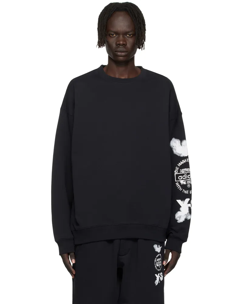 Y-3 Black Graphic Crew Sweatshirt Black