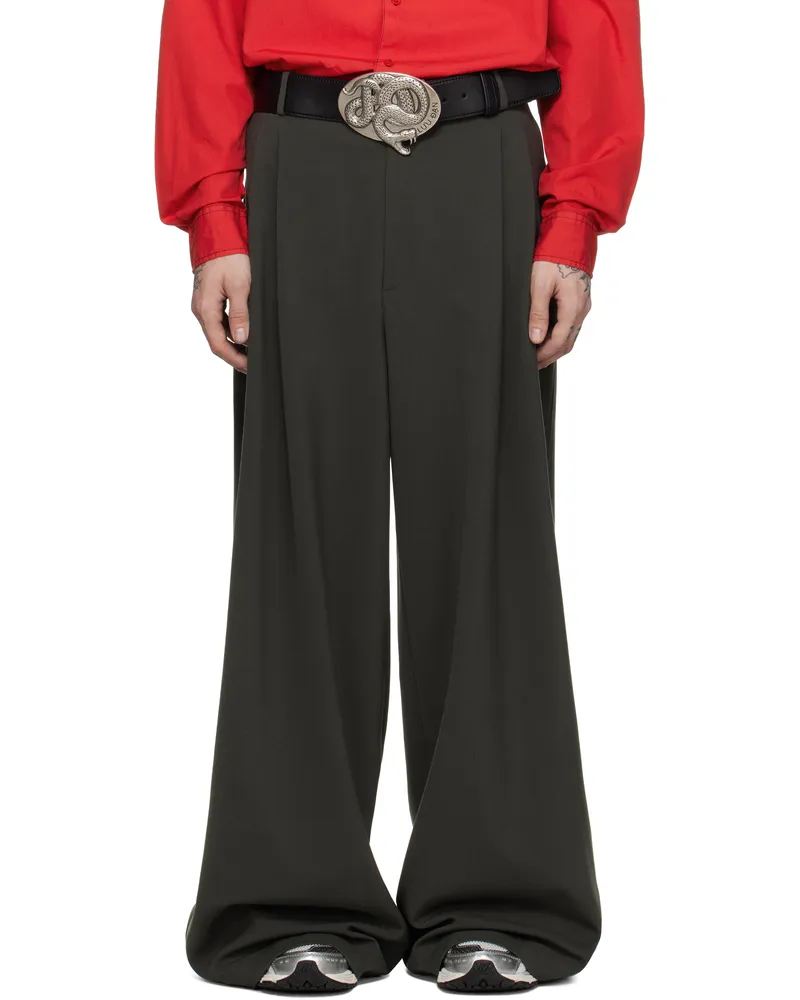 LU'U DAN Khaki Jumbo Wide Leg Trousers Military