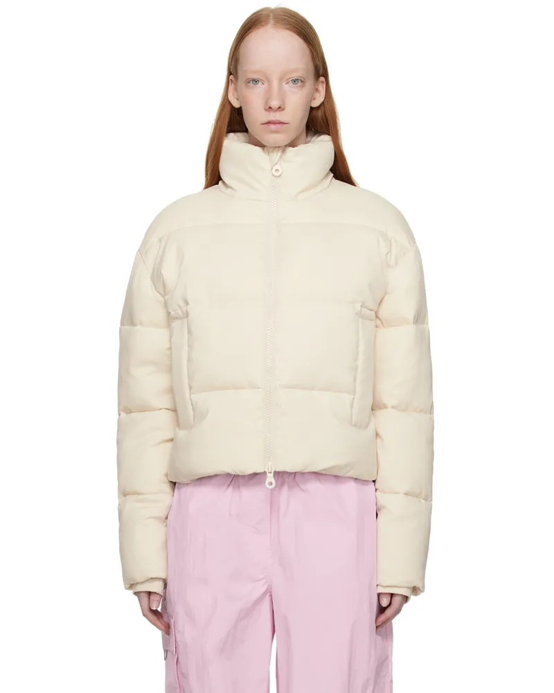 Girlfriend Collective Off-White Cropped Puffer Jacket Snow