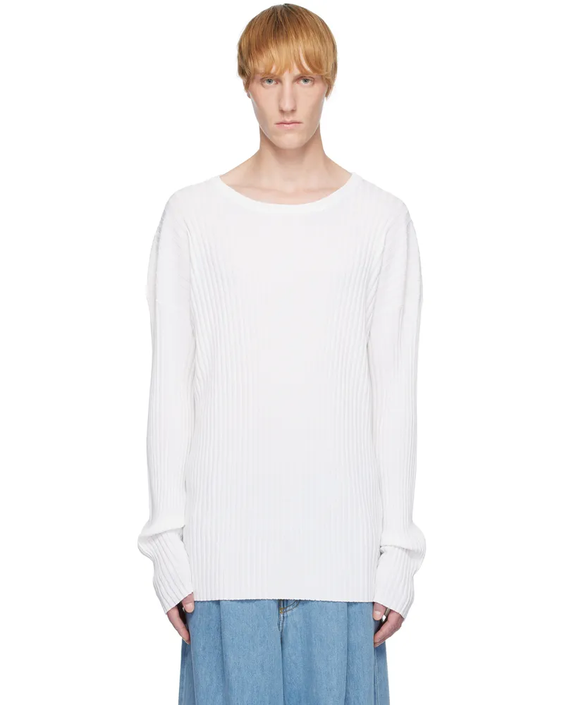 Maison Margiela White Rib-Knit Sweater 102