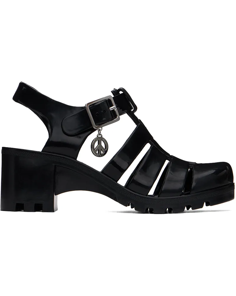Moschino Black Jelly Heeled Sandals A0555