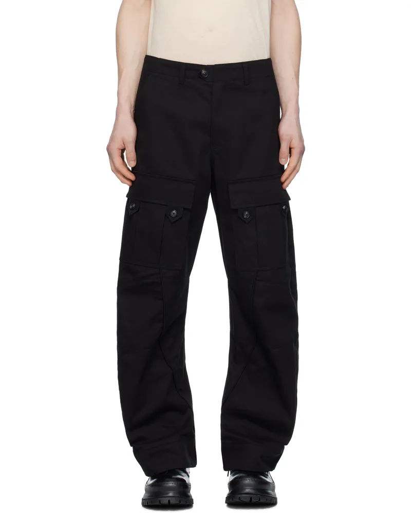 JiyongKim Black Alpha Industries Edition Curved Multi Pocket Cargo Pants Black