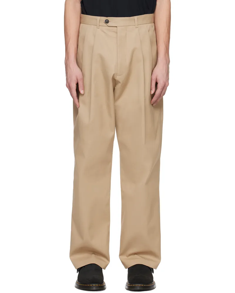 LOWNN Beige Pleated Trousers Beige