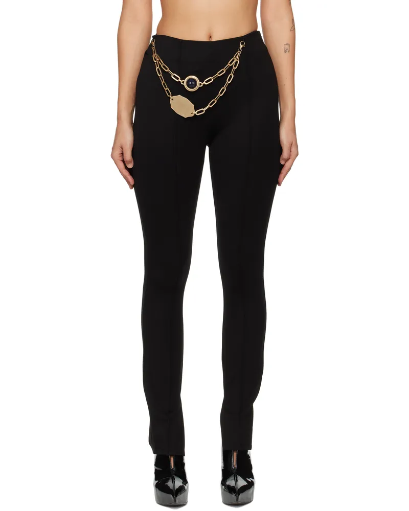 Area Black Chain Plate Belt Leggings Black