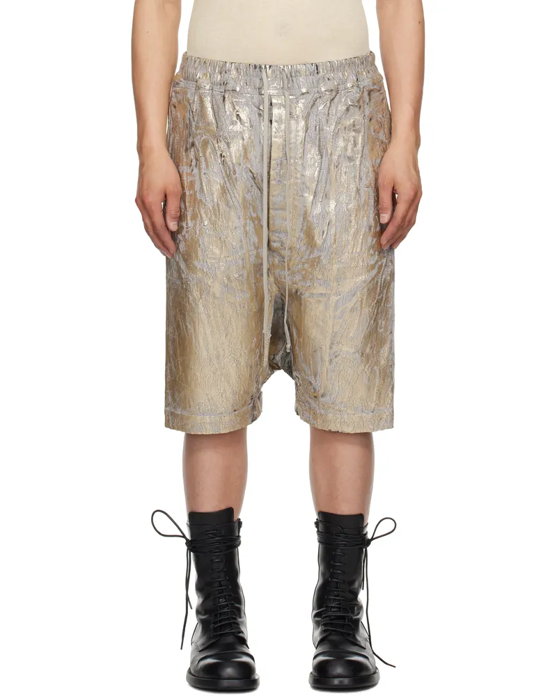 DRKSHDW by Rick Owens Gold Hollywood Drawstring Pods Denim Shorts 02