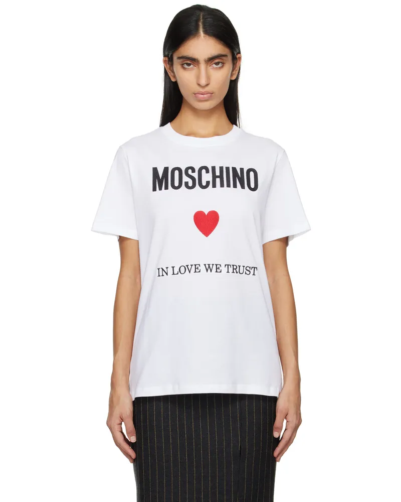 Moschino White 'In Love We Trust' T-Shirt J2001