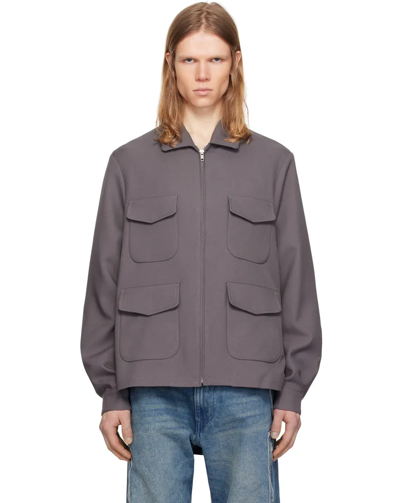 Random Identities Gray Twill Long Jacket Grey