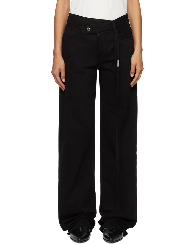 Ann Demeulemeester Black Meya 5-Pockets Asymmetric Waistband Jeans Black