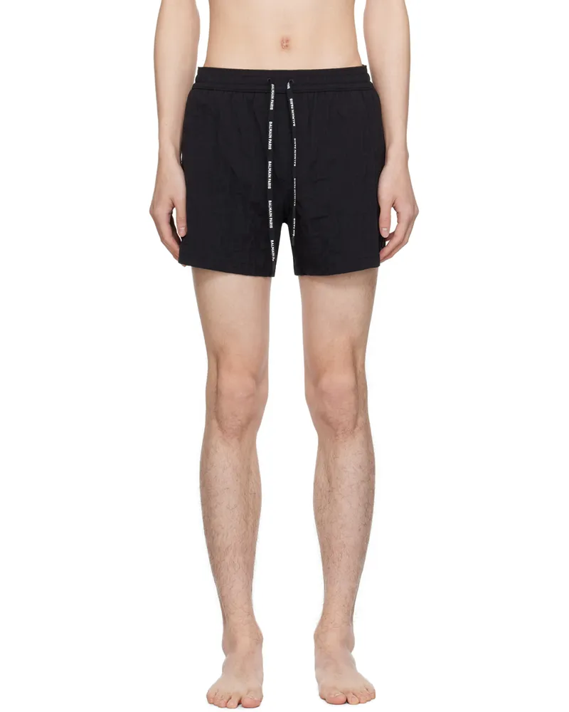 Balmain Black Jacquard Swim Shorts 001