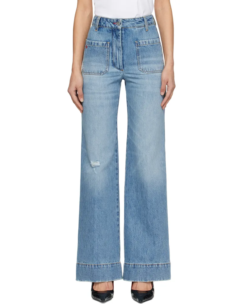 Victoria Beckham Blue Alina High Waisted Jeans Worn