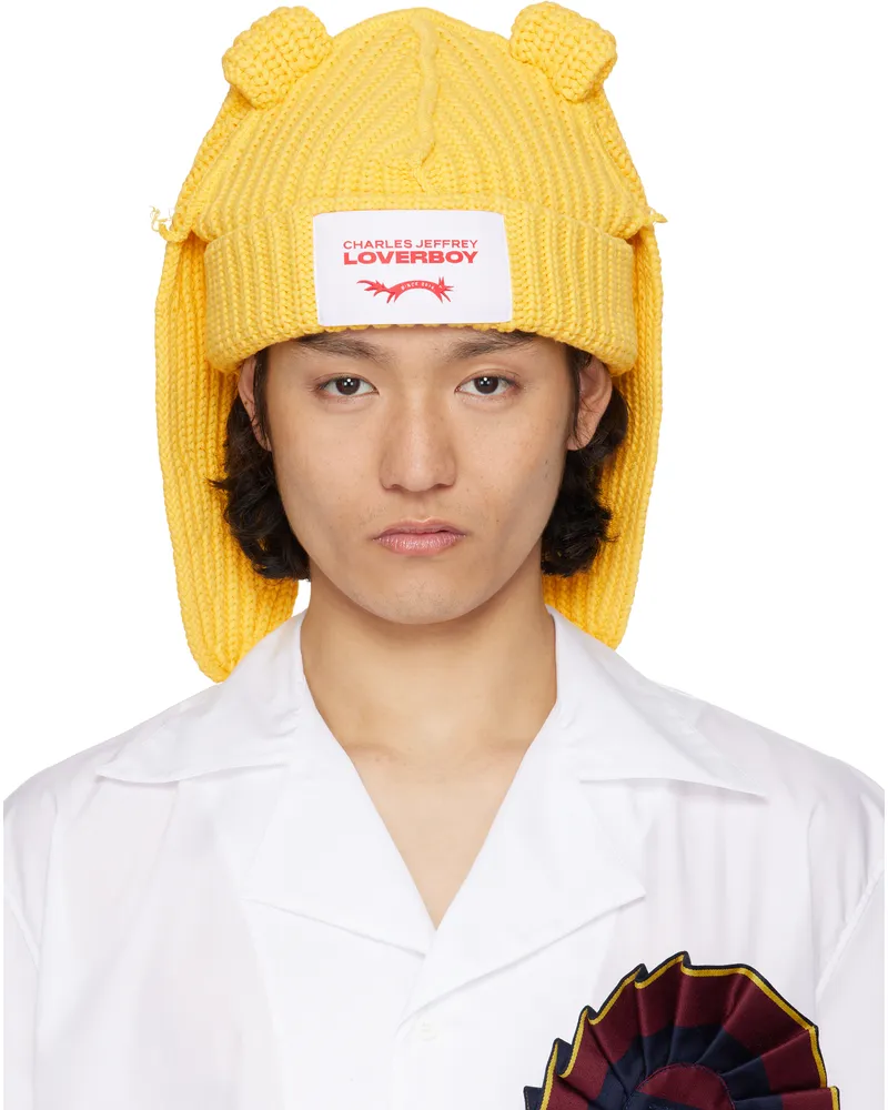 Charles Jeffrey Loverboy Yellow Chunky Rabbit Beanie Yellow