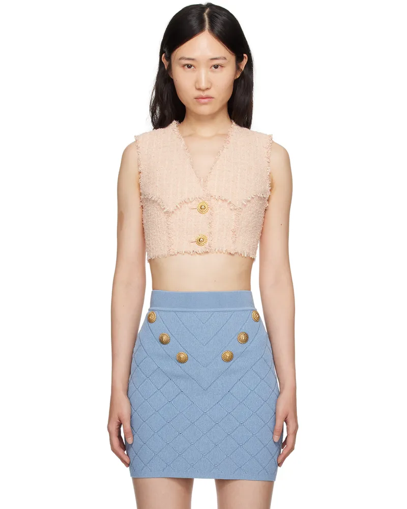 Balmain Pink Cropped Tank Top 0dx
