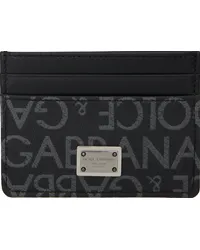 Dolce & Gabbana Black & Gray Coated Jacquard Card Holder 8bnero