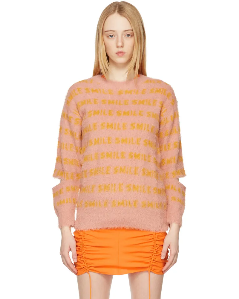 Stella McCartney Pink & Orange Striped 'Smile' Sweater 8490